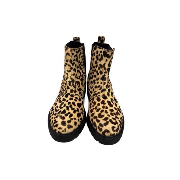 Steve Madden Gliding Leopard Calf Hair Chunky Short Boot Womens Size 9.5 M - Picture 2 of 8
